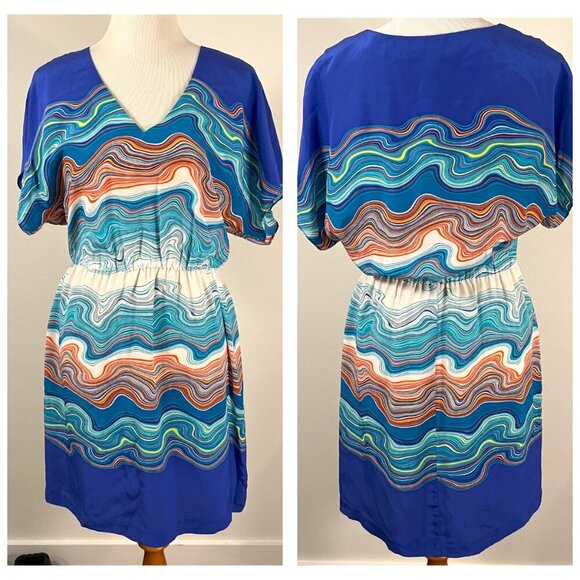 Trina Turk Caspian Agate Swirl Silk Dress Size 8 - Picture 1 of 10
